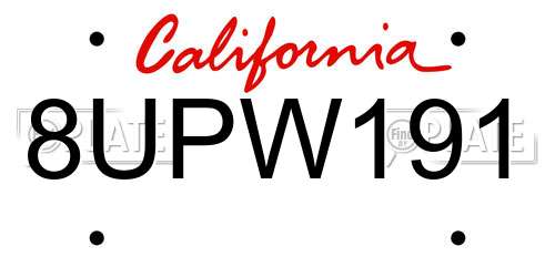 8UPW191 California License Plate
