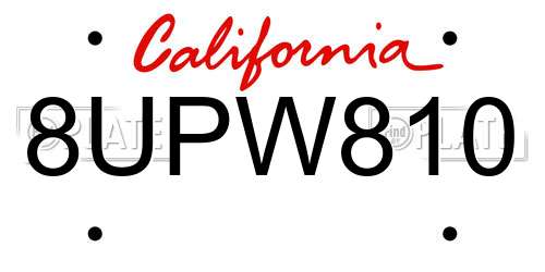 8UPW810 California License Plate