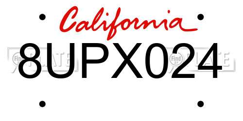 8UPX024 California License Plate