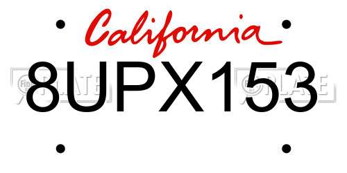 8UPX153 California License Plate