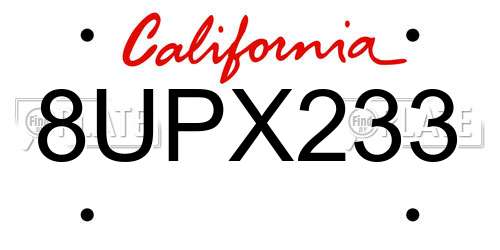 8UPX233 California License Plate