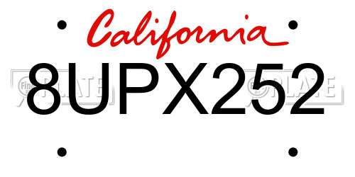 8UPX252 California License Plate