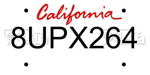 8UPX264 California License Plate