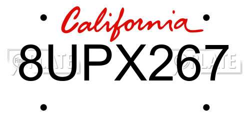 8UPX267 California License Plate