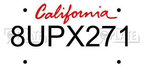 8UPX271 California License Plate