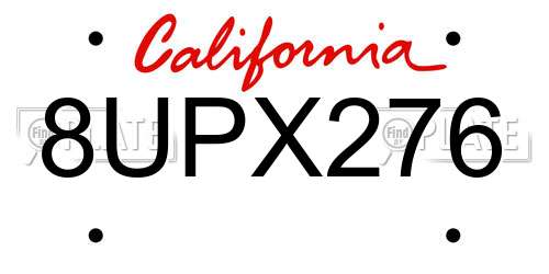 8UPX276 California License Plate