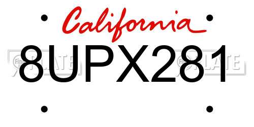 8UPX281 California License Plate