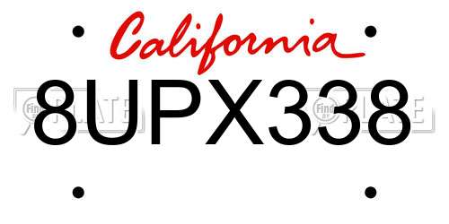 8UPX338 California License Plate