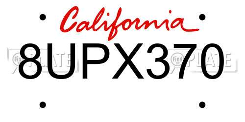 8UPX370 California License Plate