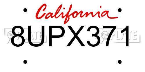 8UPX371 California License Plate