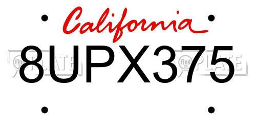 8UPX375 California License Plate