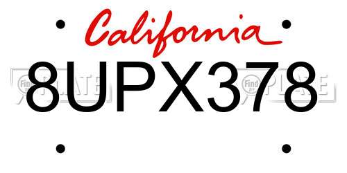8UPX378 California License Plate