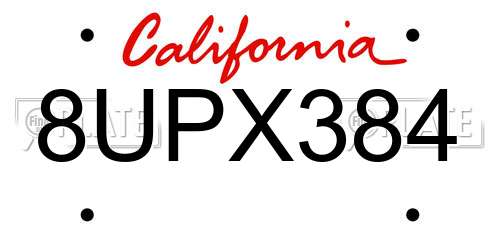 8UPX384 California License Plate