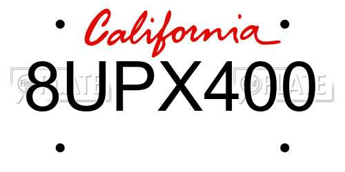 8UPX400 California License Plate