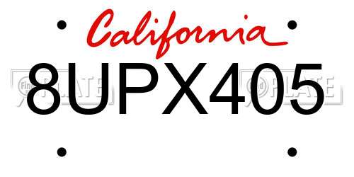 8UPX405 California License Plate