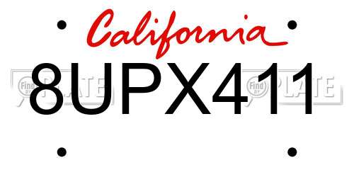 8UPX411 California License Plate