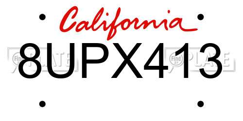 8UPX413 California License Plate