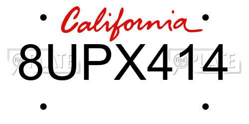 8UPX414 California License Plate