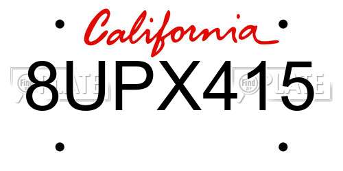 8UPX415 California License Plate