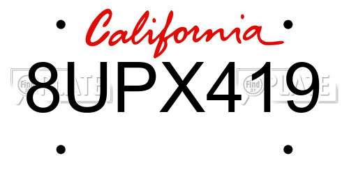 8UPX419 California License Plate