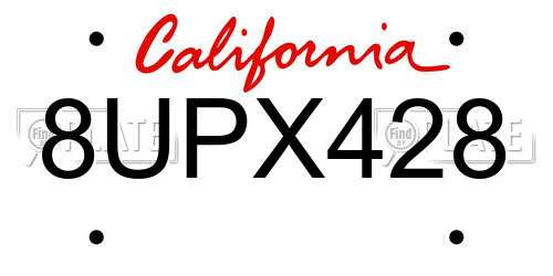 8UPX428 California License Plate