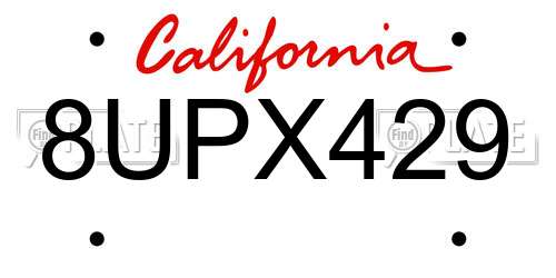 8UPX429 California License Plate