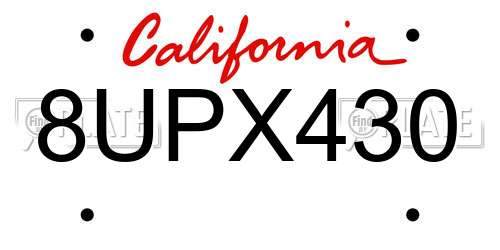 8UPX430 California License Plate