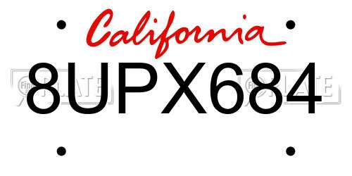 8UPX684 California License Plate