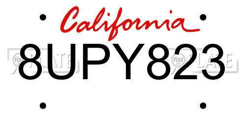 8UPY823 California License Plate