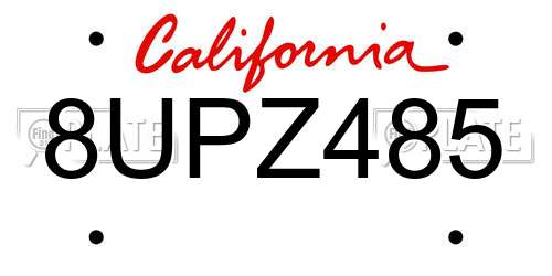 8UPZ485 California License Plate