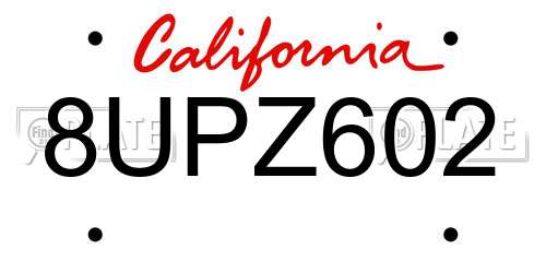 8UPZ602 California License Plate