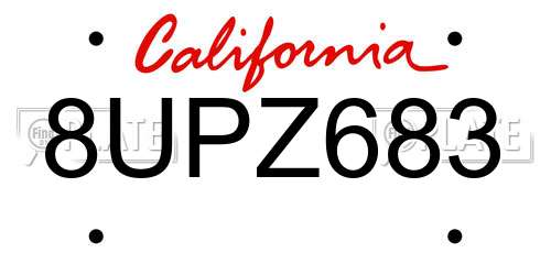 8UPZ683 California License Plate