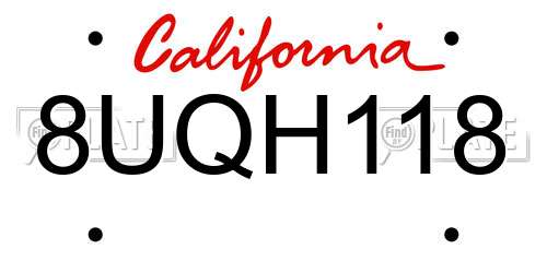 8UQH118 California License Plate