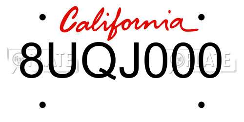 8UQJ000 California License Plate