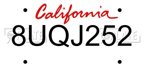8UQJ252 California License Plate