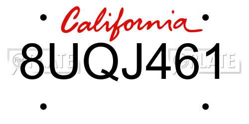 8UQJ461 California License Plate