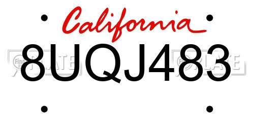8UQJ483 California License Plate