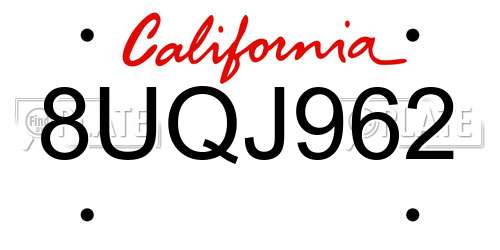 8UQJ962 California License Plate