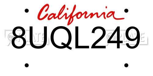 8UQL249 California License Plate