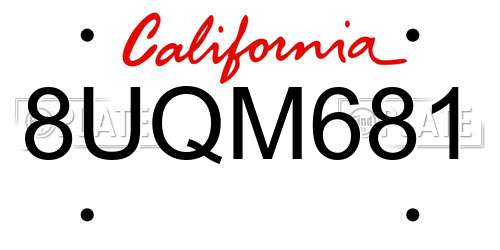8UQM681 California License Plate