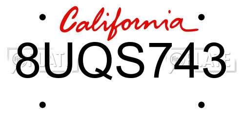 8UQS743 California License Plate