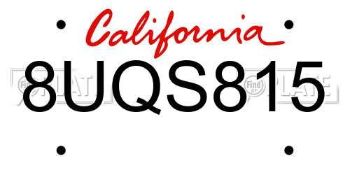 8UQS815 California License Plate