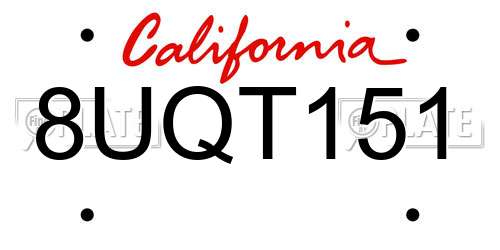 8UQT151 California License Plate