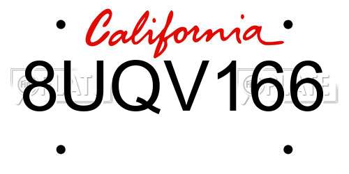 8UQV166 California License Plate