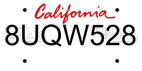 8UQW528 California License Plate