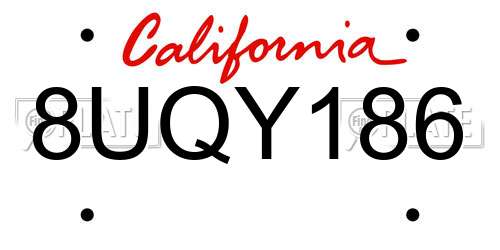 8UQY186 California License Plate