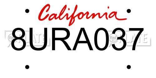 8URA037 California License Plate