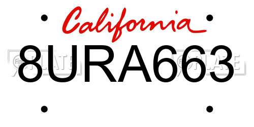 8URA663 California License Plate