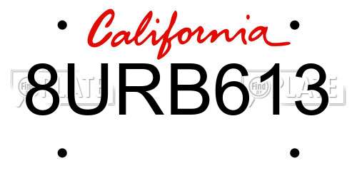 8URB613 California License Plate