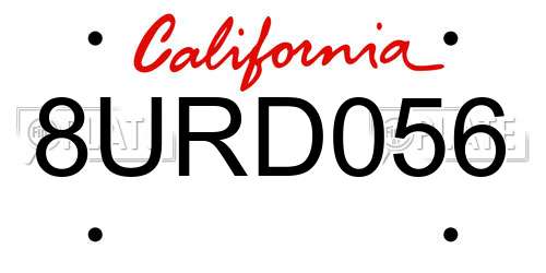 8URD056 California License Plate